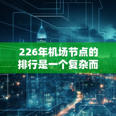 226年机场节点的排行是一个复杂而多因素的决策过程,需要综合考虑地理位置、交通效率、经济价值、未来发展潜力和环境适应性等多个方面。以下是对这些因素的综合分析和一个可能的机场节点排行 226年机场节点的排行是一个复杂而多因素的决策过程,需要综合考虑地理位置、交通效率、经济价值、未来发展潜力和环境适应性等多个方面。以下是对这些因素的综合分析和一个可能的机场节点排行