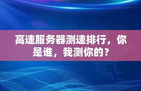 高速服务器测速排行,你是谁,我测你的? 高速服务器测速排行,你是谁,我测你的?