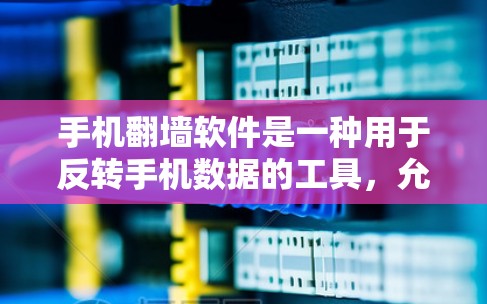 手机翻墙软件是一种用于反转手机数据的工具，允许用户将手机上的数据（如照片、视频）转移到移动设备上，或从移动设备上加载到手机。以下是针对您选择手机翻墙软件的详细指导