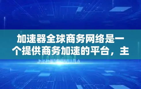 加速器全球商务网络是一个提供商务加速的平台，主要面向商务人士、企业主和专业人士。该平台通过提供在线工具、培训课程和与行业专家的互动，帮助用户提升效率，优化商务活动。以下是对该概念的详细分析